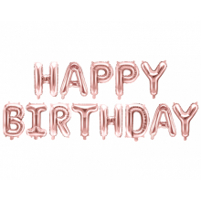 Buchstaben-Girlande Folienballons Happy Birthday - Freie Farbwahl, Farbe: Rose Gold