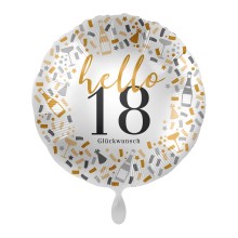 Folienballons Geburtstag - Hallo - Freie Zahlwahl Ø 45 cm, Zahl: 18