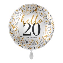 Folienballons Geburtstag - Hallo - Freie Zahlwahl Ø 45 cm, Zahl: 20