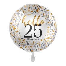 Folienballons Geburtstag - Hallo - Freie Zahlwahl Ø 45 cm, Zahl: 25