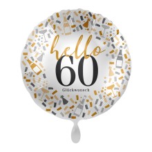 Folienballons Geburtstag - Hallo - Freie Zahlwahl Ø 45 cm, Zahl: 60