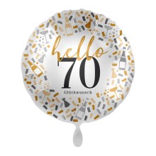 Folienballons Geburtstag - Hallo - Freie Zahlwahl Ø 45 cm, Zahl: 70
