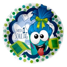 Folienballons Schulanfang - Mein 1. Schultag (Schultüte) - Freie Farbwahl Ø 45 cm, Farbe: Hellblau