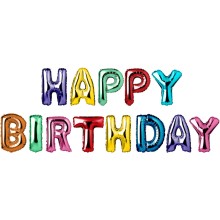 Buchstaben-Girlande Folienballons Happy Birthday - Freie Farbwahl, Farbe: Bunt gemischt