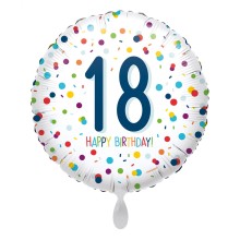Folienballons Geburtstag - Gepunktet - Freie Zahlwahl Ø 45 cm, Zahl: 18