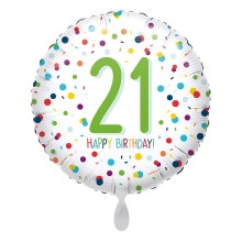 Folienballons Geburtstag - Gepunktet - Freie Zahlwahl Ø 45 cm, Zahl: 21