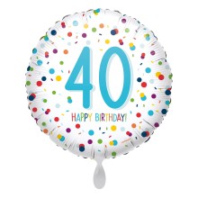 Folienballons Geburtstag - Gepunktet - Freie Zahlwahl Ø 45 cm, Zahl: 40