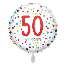 Folienballons Geburtstag - Gepunktet - Freie Zahlwahl Ø 45 cm, Zahl: 50