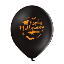 6 Luftballons Happy Halloween - Freie Farbauswahl, Farbe: Schwarz