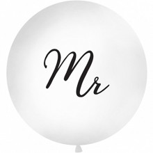 Riesenballon XL Weiß - Hochzeitsmotive in Gold & Schwarz - Ø 100 cm, Riesenballonmotiv: Mr (Schwarz)