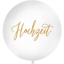 Riesenballon XL Weiß - Hochzeitsmotive in Gold & Schwarz - Ø 100 cm
