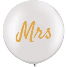 Riesenballon Mrs, Ø 60-100 cm - Freie Farbauswahl, Farbe: Weiß-Gold (Metallic)