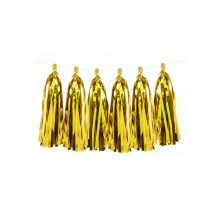 Fransen-/ Tasselgirlande - Folie - Freie Farbwahl - 1,5 m, Farbe: Gold