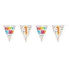 Wimpelkette Geburtstag - Happy Birthday - Gepunktet - Freie Zahlwahl 6 m, Zahl: 1