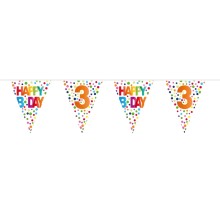 Wimpelkette Geburtstag - Happy Birthday - Gepunktet - Freie Zahlwahl 6 m, Zahl: 3