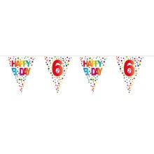 Wimpelkette Geburtstag - Happy Birthday - Gepunktet - Freie Zahlwahl 6 m, Zahl: 6