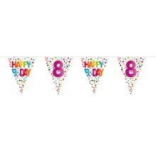 Wimpelkette Geburtstag - Happy Birthday - Gepunktet - Freie Zahlwahl 6 m, Zahl: 8
