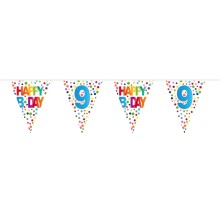 Wimpelkette Geburtstag - Happy Birthday - Gepunktet - Freie Zahlwahl 6 m, Zahl: 9