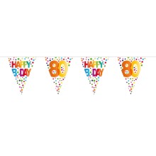 Wimpelkette Geburtstag - Happy Birthday - Gepunktet - Freie Zahlwahl 6 m, Zahl: 80