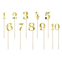 Kuchendeko - Zahlen Set - 11 Stück - Freie Farbwahl, Farbe: Gold