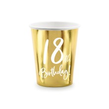 Partybecher Birthday Zahl (Gold) - Freie Zahlwahl XL 6 Stück, Zahl: 18