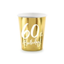 Partybecher Birthday Zahl (Gold) - Freie Zahlwahl XL 6 Stück, Zahl: 60