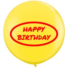 Riesenballon HAPPY BIRTHDAY Ø 70-90 cm - Freie Farbwahl, Farbe: Gelber Ballon / Roter Druck