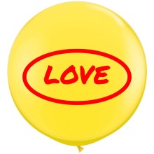 Riesenballon LOVE Ø 70-90 cm - Freie Farbwahl, Farbe: Gelber Ballon / Roter Druck