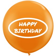 Riesenballon HAPPY BIRTHDAY Ø 70-90 cm - Freie Farbwahl, Farbe: Orangener Ballon / Weißer Druck