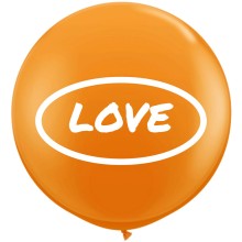 Riesenballon LOVE Ø 70-90 cm - Freie Farbwahl, Farbe: Orangener Ballon / Weißer Druck