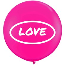 Riesenballon LOVE Ø 70-90 cm - Freie Farbwahl, Farbe: Pinker Ballon / Weißer Druck