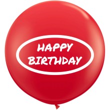 Riesenballon HAPPY BIRTHDAY Ø 70-90 cm - Freie Farbwahl, Farbe: Roter Ballon / Weißer Druck