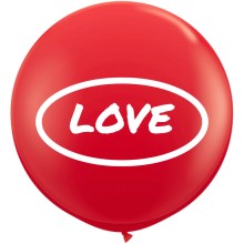Riesenballon LOVE Ø 70-90 cm - Freie Farbwahl, Farbe: Roter Ballon / Weißer Druck