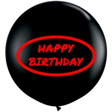 Riesenballon HAPPY BIRTHDAY Ø 70-90 cm - Freie Farbwahl, Farbe: Schwarzer Ballon / Roter Druck