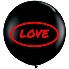 Riesenballon LOVE Ø 70-90 cm - Freie Farbwahl, Farbe: Schwarzer Ballon / Roter Druck