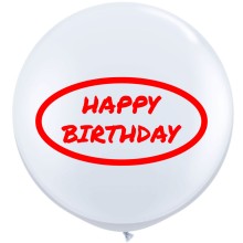 Riesenballon HAPPY BIRTHDAY Ø 70-90 cm - Freie Farbwahl, Farbe: Weißer Ballon / Roter Druck