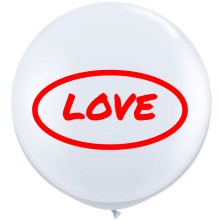 Riesenballon LOVE Ø 70-90 cm - Freie Farbwahl, Farbe: Weißer Ballon / Roter Druck