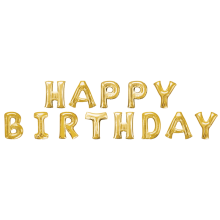 Buchstaben-Girlande Folienballons Happy Birthday - Freie Farbwahl, Farbe: Gold
