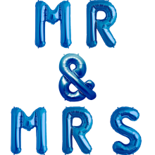 Buchstaben-Girlande Folienballons Mr & Mrs - Freie Farbauswahl, Farbe: Blau