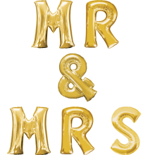Buchstaben-Girlande Folienballons Mr & Mrs - Freie Farbauswahl, Farbe: Gold
