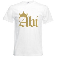 T-Shirt - "ABI (Krone)" - Freie Farbwahl, Farbe des T-Shirts: Weiß