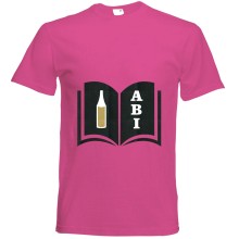T-Shirt - "ABI & Schulbuch" - Freie Farbwahl, Farbe des T-Shirts: Pink