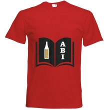 T-Shirt - "ABI & Schulbuch" - Freie Farbwahl, Farbe des T-Shirts: Rot