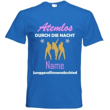 T-Shirt - ""Atemlos durch die Nacht + Name"", Farbe des T-Shirts: Blau