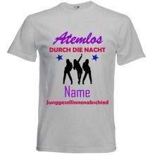 T-Shirt - ""Atemlos durch die Nacht + Name"", Farbe des T-Shirts: Grau