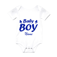 Babybody - "Baby Boy" + Name - Freie Farbwahl, Farbe des T-Shirts: Weiß