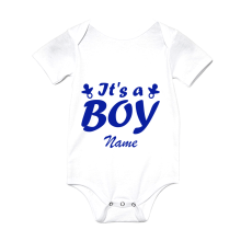 Babybody - "It's a Boy" + Name - Freie Farbwahl, Farbe des T-Shirts: Weiß