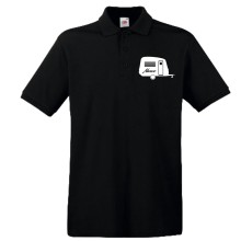 T-Shirt & Poloshirt - Wohnwagen + Name - Freie Auswahl, Shirt: Poloshirt, Farbe: Schwarz