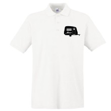 T-Shirt & Poloshirt - Wohnwagen + Name - Freie Auswahl, Shirt: Poloshirt, Farbe: Weiß