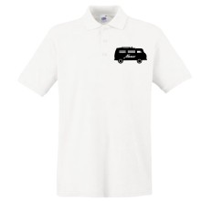 T-Shirt & Poloshirt - Wohnmobil + Name - Freie Auswahl, Shirt: Poloshirt, Farbe: Weiß